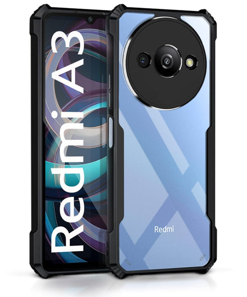 VAKIBO Super Premium Black Border Transparent Case With Corner Protection & Camera Protection Suitable for Mi Redmi A3X