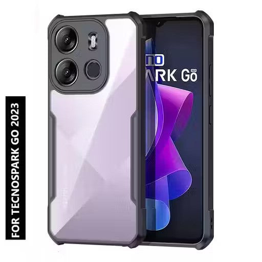 VAKIBO Super Premium Black Border Transparent Case With Corner Protection & Camera Protection Suitable for Tecno Spark Go 2023