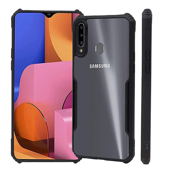 VAKIBO Super Premium Black Border Transparent Case With Corner Protection & Camera Protection Suitable for Samsung A20S