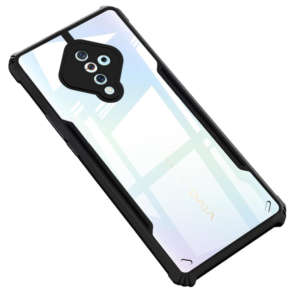 VAKIBO Best Selling Black and Transparent Coloured Made With Soft TPU and Acrylic Back Cover Case With 4 Corner and Camera Protection Suitable for Vivo S1 Pro
