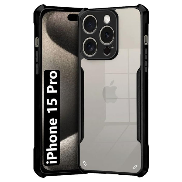 VAKIBO Super Premium Black Border Transparent Case With Corner Protection & Camera Protection Suitable for iPhone 15 Pro 6.1