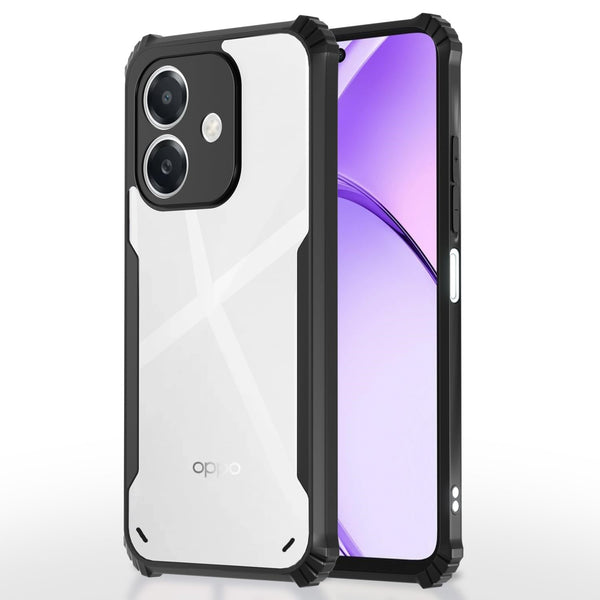 VAKIBO Best Selling Black and Transparent Coloured Made With Soft TPU and Acrylic Back Cover Case With 4 Corner and Camera Protection Suitable for Oppo A3x