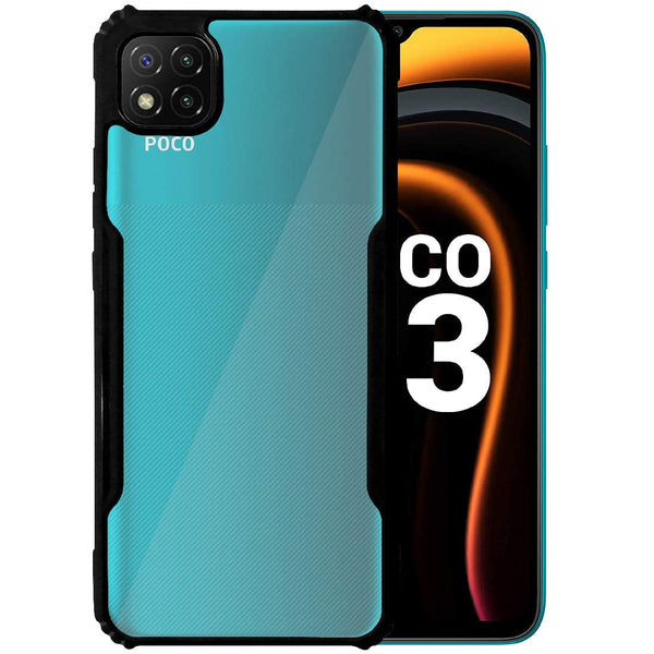 VAKIBO Super Premium Black Border Transparent Case With Corner Protection & Camera Protection Suitable for Poco C3 