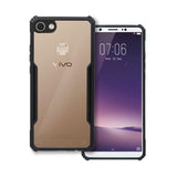 VAKIBO Best Selling Black and Transparent Coloured Made With Soft TPU and Acrylic Back Cover Case With 4 Corner and Camera Protection Suitable for Vivo V7 Plus