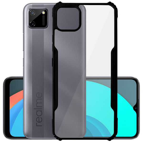 VAKIBO Best Selling Black and Transparent Back Cover Case Made With Soft TPU and Acrylic With 4 Corner and Camera Protection Suitable for Realme C11