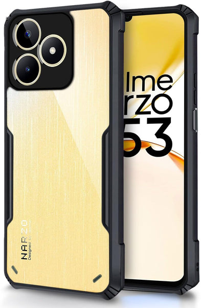 VAKIBO Super Premium Black Border Transparent Case With Corner Protection & Camera Protection Suitable for Realme Narzo N53