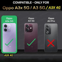 VAKIBO Best Selling Black and Transparent Coloured Made With Soft TPU and Acrylic Back Cover Case With 4 Corner and Camera Protection Suitable for Oppo A3x