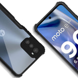 VAKIBO Super Premium Black Border Transparent Case With Corner Protection & Camera Protection Suitable for Moto E32S
