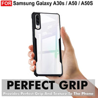 VAKIBO Super Premium Black Border Transparent Case With Corner Protection & Camera Protection Suitable for Samsung A50s