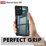 VAKIBO Best Selling Black and Transparent Back Cover Case Made With Soft TPU and Acrylic With 4 Corner and Camera Protection Suitable for Moto G05