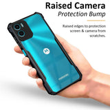VAKIBO Super Premium Black Border Transparent Case With Corner Protection & Camera Protection Suitable for Moto E32 4G