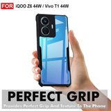 VAKIBO Best Selling Black and Transparent Coloured Made With Soft TPU and Acrylic Back Cover Case With 4 Corner and Camera Protection Suitable for Vivo T1 44W