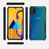 VAKIBO Best Selling Black and Transparent Coloured Made With Soft TPU and Acrylic Back Cover Case With 4 Corner and Camera Protection Suitable for Samsung Galaxy M30S