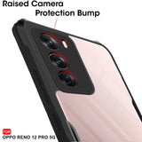 VAKIBO Best Selling Black and Transparent Coloured Made With Soft TPU and Acrylic Back Cover Case With 4 Corner and Camera Protection Suitable for Oppp Reno 12 Pro