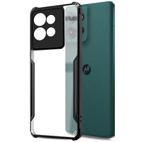 VAKIBO Best Selling Black and Transparent Back Cover Case Made With Soft TPU and Acrylic With 4 Corner and Camera Protection Suitable for Moto Edge 50