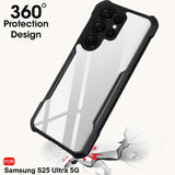 VAKIBO Best Selling Black and Transparent Coloured Made With Soft TPU and Acrylic Back Cover Case With 4 Corner and Camera Protection Suitable for Samsung Galaxy S25 Ultra