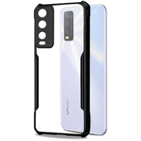 VAKIBO Super Premium Black Border Transparent Case With Corner Protection & Camera Protection Suitable for Vivo Y12s