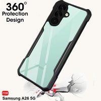 VAKIBO Best Selling Black and Transparent Coloured Made With Soft TPU and Acrylic Back Cover Case With 4 Corner and Camera Protection Suitable for Samsung Galaxy A26