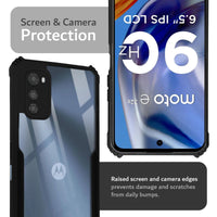 VAKIBO Super Premium Black Border Transparent Case With Corner Protection & Camera Protection Suitable for Moto E32S