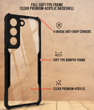 VAKIBO Best Selling Black and Transparent Coloured Made With Soft TPU and Acrylic Back Cover Case With 4 Corner and Camera Protection Suitable for Samsung Galaxy S22 Plus