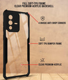 VAKIBO Best Selling Black and Transparent Coloured Made With Soft TPU and Acrylic Back Cover Case With 4 Corner and Camera Protection Suitable for Vivo V23