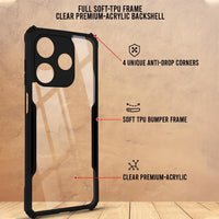 VAKIBO Super Premium Black Border Transparent Case With Corner Protection & Camera Protection Suitable for Tecno Spark Go 2024