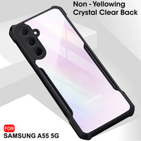 VAKIBO Best Selling Black and Transparent Coloured Made With Soft TPU and Acrylic Back Cover Case With 4 Corner and Camera Protection Suitable for Samsung Galaxy A55