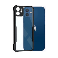 VAKIBO Best Selling Black and Transparent Coloured Made With Soft TPU and Acrylic Back Cover Case With 4 Corner and Camera Protection Suitable for iPhone 12