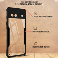 VAKIBO Best Selling Black and Transparent Coloured Made With Soft TPU and Acrylic Back Cover Case With 4 Corner and Camera Protection Suitable for Google Pixel 8A