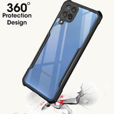 VAKIBO Best Selling Black and Transparent Coloured Made With Soft TPU and Acrylic Back Cover Case With 4 Corner and Camera Protection Suitable for Samsung Galaxy M32 4G