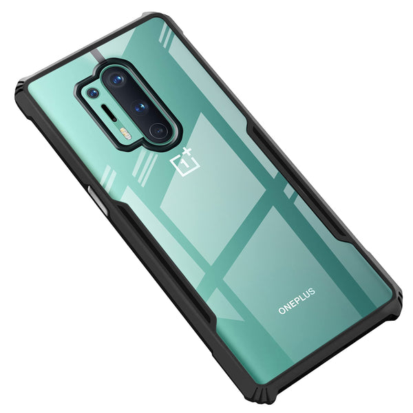 VAKIBO Best Selling Black and Transparent Back Cover Case Made With Soft TPU and Acrylic With 4 Corner and Camera Protection Suitable for OnePlus 8 Pro