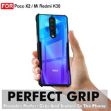 VAKIBO Best Selling Black and Transparent Coloured Made With Soft TPU and Acrylic Back Cover Case With 4 Corner and Camera Protection Suitable for Mi Poco X2