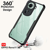 VAKIBO Best Selling Black and Transparent Coloured Made With Soft TPU and Acrylic Back Cover Case With 4 Corner and Camera Protection Suitable for Oppo Reno11