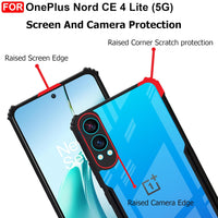 VAKIBO Best Selling Black and Transparent Coloured Made With Soft TPU and Acrylic Back Cover Case With 4 Corner and Camera Protection Suitable for OnePlus CE4 Lite