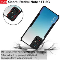 VAKIBO Best Selling Black and Transparent Coloured Made With Soft TPU and Acrylic Back Cover Case With 4 Corner and Camera Protection Suitable for Mi Redmi Note 11T