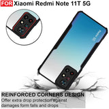 VAKIBO Best Selling Black and Transparent Coloured Made With Soft TPU and Acrylic Back Cover Case With 4 Corner and Camera Protection Suitable for Mi Redmi Note 11T