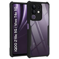 VAKIBO Best Selling Black and Transparent Back Cover Case Made With Soft TPU and Acrylic With 4 Corner and Camera Protection Suitable for Vivo T4X