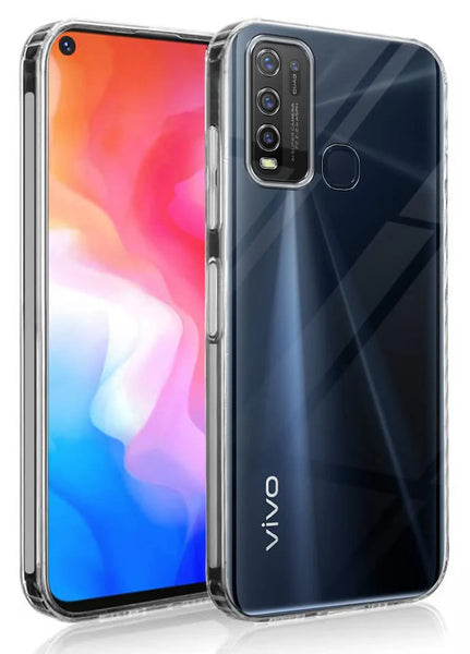 VAKIBO Super Premium Soft TPU Transparent Case With Dustplug,Side Grip,Corner Protection,lanyard Cuts,Camera Protection Suitable for Vivo Y30
