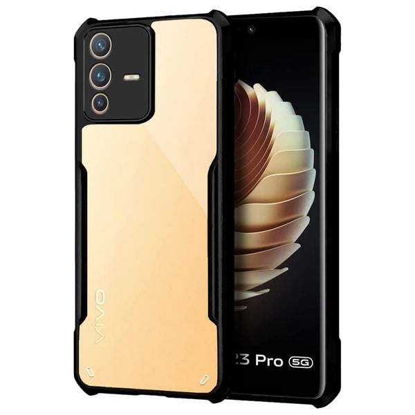 VAKIBO Super Premium Black Border Transparent Case With Corner Protection & Camera Protection Suitable for Vivo V23 5G
