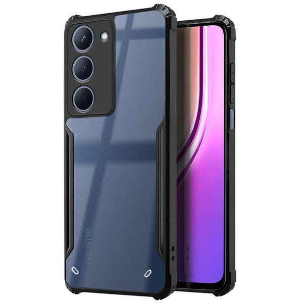 VAKIBO Best Selling Black and Transparent Back Cover Case Made With Soft TPU and Acrylic With 4 Corner and Camera Protection Suitable for Realme P3x