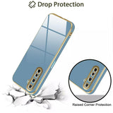 VAKIBO Golden Chrome Border Steel Blue Coloured Soft TPU Back Cover Case With Camera Protection Suitable for Realme 6 pro