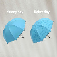 3 Fold Umbella Magic of Blooming Flowers Design Multi Style-Blue