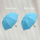 3 Fold Umbella Magic of Blooming Flowers Design Multi Style-Blue