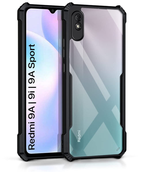 VAKIBO Super Premium Black Border Transparent Case With Corner Protection & Camera Protection Suitable for Mi Redmi 9A