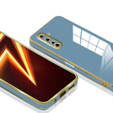 VAKIBO Golden Chrome Border Steel Blue Coloured Soft TPU Back Cover Case With Camera Protection Suitable for Realme 6 pro