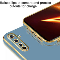 VAKIBO Golden Chrome Border Steel Blue Coloured Soft TPU Back Cover Case With Camera Protection Suitable for Realme 6 pro
