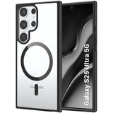 VAKIBO Megnatic Magsafe Black Coloured Soft with Hard back Back Cover Case With Camera Protection Ring Suitable for Samsung Galaxy S25 Ultra