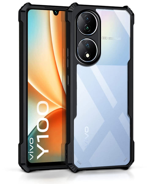 VAKIBO Super Premium Black Border Transparent Case With Corner Protection & Camera Protection Suitable for Vivo T2 5G