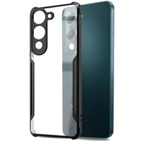 VAKIBO Best Selling Black and Transparent Coloured Made With Soft TPU and Acrylic Back Cover Case With 4 Corner and Camera Protection Suitable for Vivo Y04