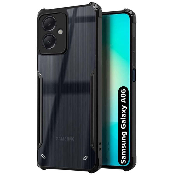 VAKIBO Best Selling Black and Transparent Back Cover Case Made With Soft TPU and Acrylic With 4 Corner and Camera Protection Suitable for Samsung Galaxy A06